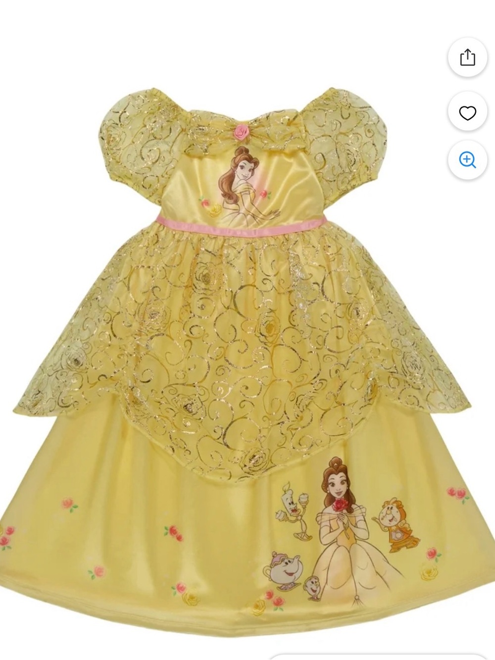Disney Yellow and Pink Belle Princess Gown Size 4T